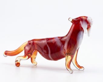 Glas Tiger Figurine, Tiger-Statue, Tierskulptur, Dschungel-Dekor, kleine mundgeblasene Glas, Glas Tiere, mundgeblasene Glastiere, Tiger