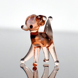 Tiny Glass Bambi Deer: Miniature Figurine, Whimsical Sculpture