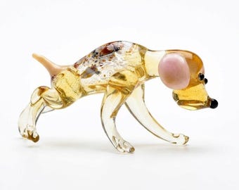 Hunting Dog Figurine, Glass Dog Statue, Pointer Dog figurine, Glass Animals, Dog Memorial Gift