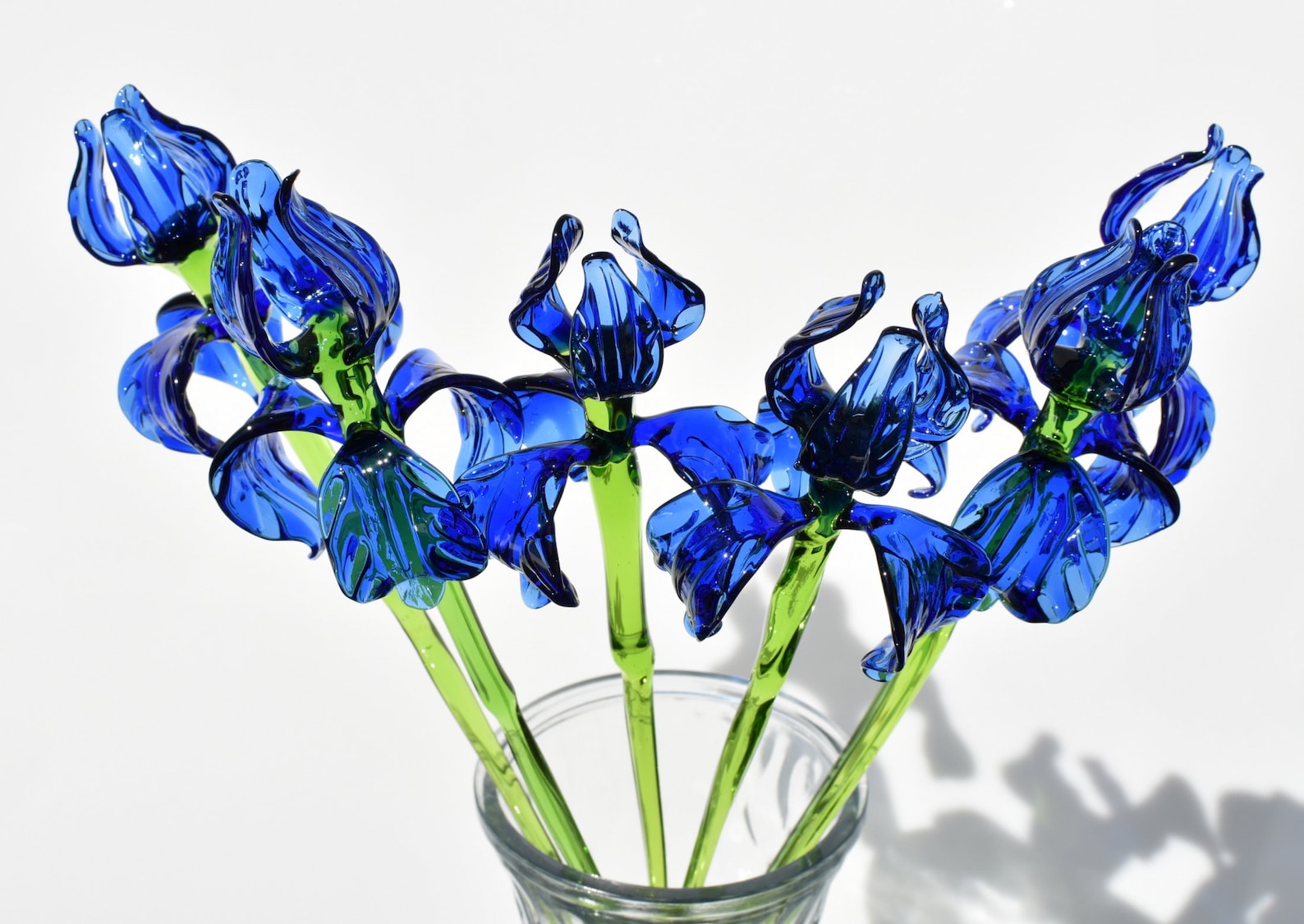 Beautiful Extra Long Blue Glass Iris Flower. Excellent Etsy