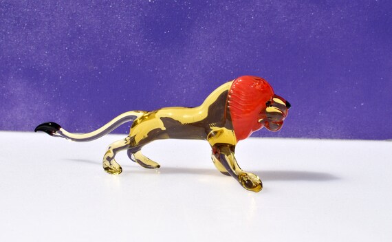 獅子座の星座ギフト、ガラスのライオンの置物、ライオンの像、吹き