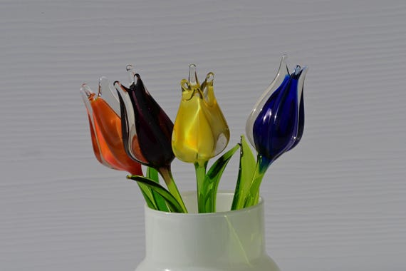Glass Tulip Flowers, Blown Glass Flowers Bouquet - Glass Birth