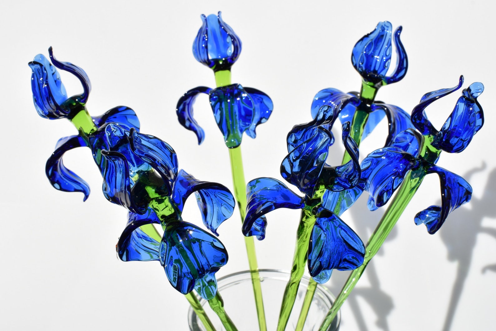 Beautiful Extra Long Blue Glass Iris Flower. Excellent Etsy