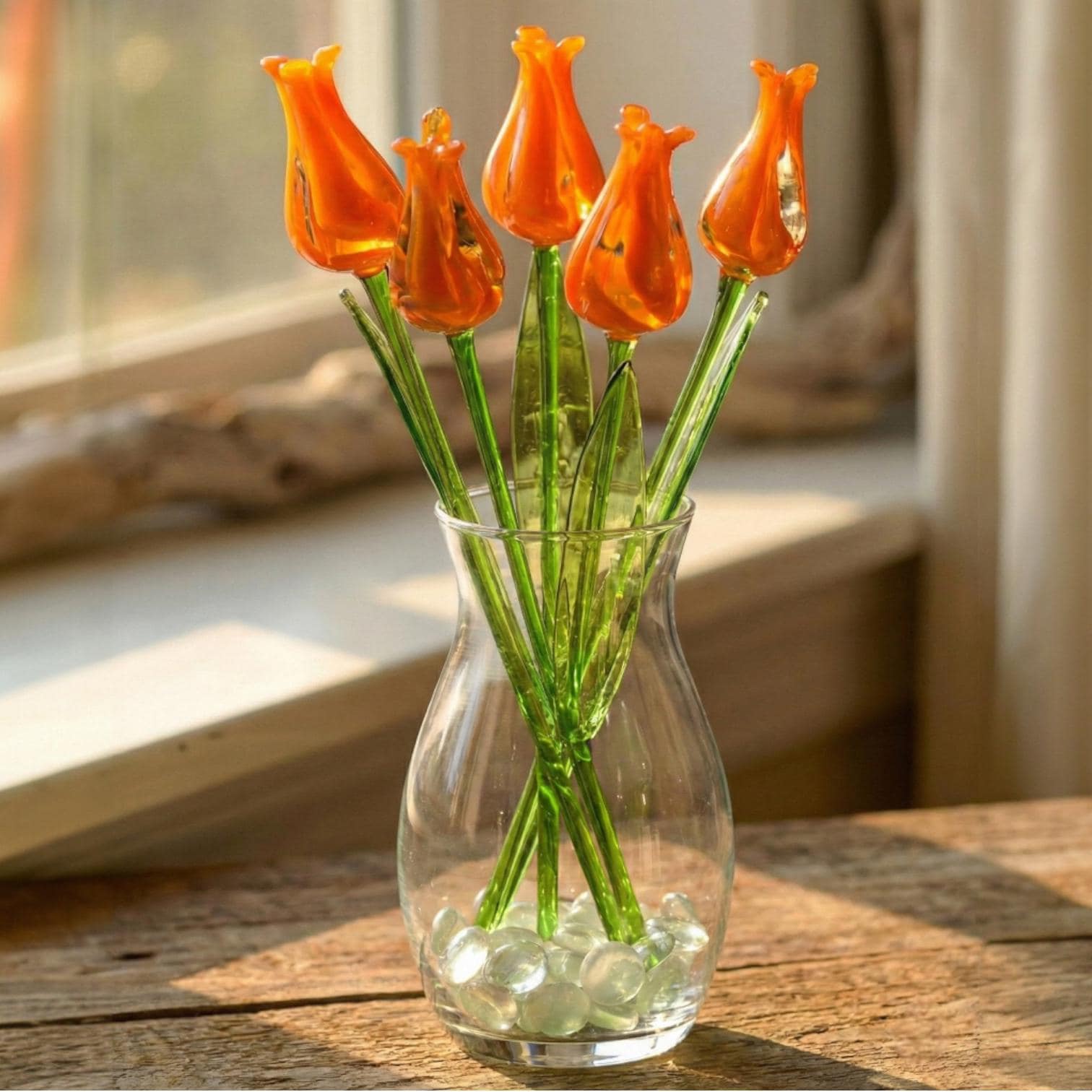 Glass Tulip Flowers, Blown Glass Flowers Bouquet - Glass Birth
