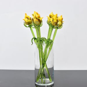 Beautiful yellow glass Rose flower. Excellent addition to your glass collection, unique gift. Each flower is priced individually.