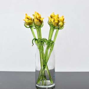 Beautiful yellow glass Rose flower. Excellent addition to your glass collection, unique gift. Each flower is priced individually.