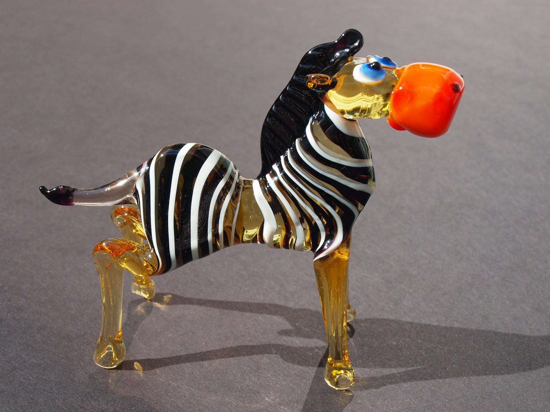 Glass Zebra. Detailed whimsical figurine with a lot of Etsy