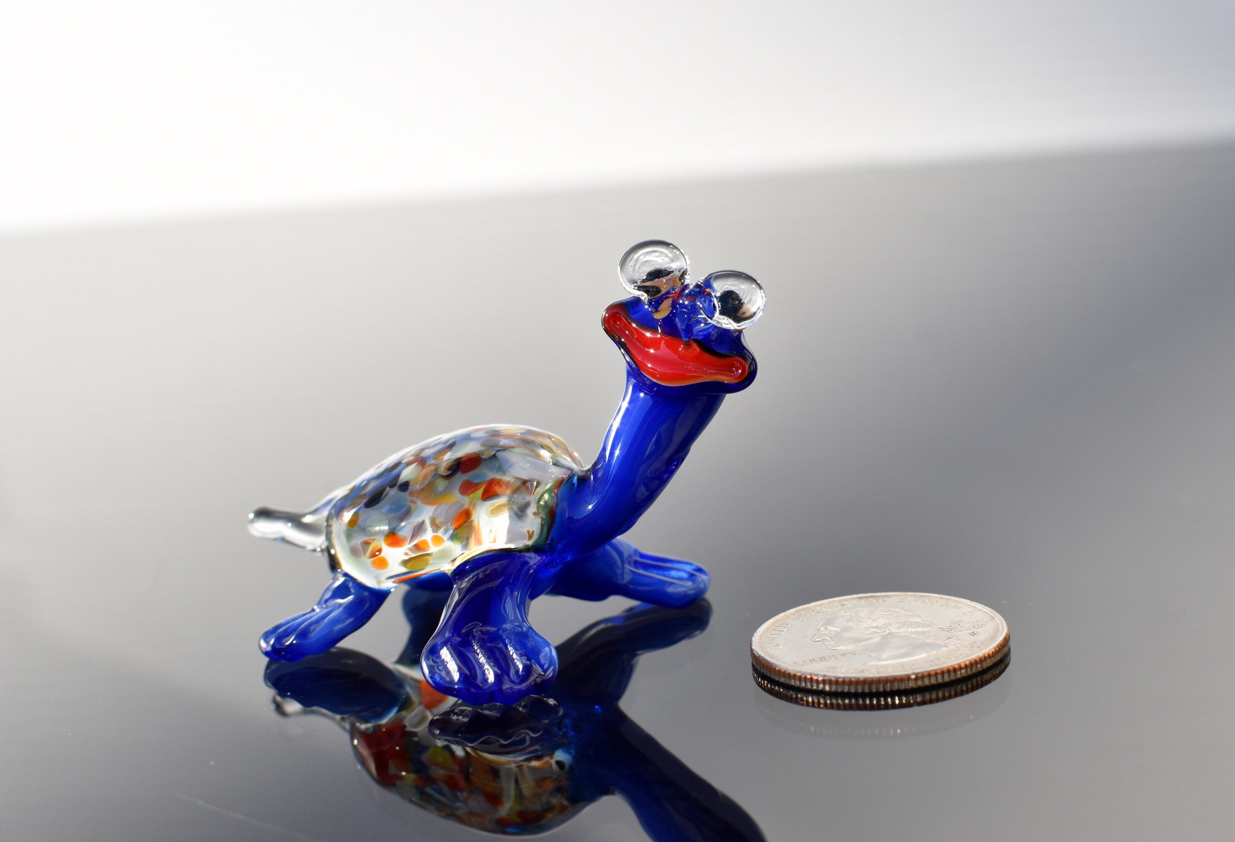Cute Glass Blue Turtle With Glasses. Detailed Figurine With Etsy