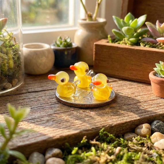 Mini-Glasenten, winzige Enten, Mini-Enten, Glücksenten-Geschenk, Miniatur-Glasenten, Glasentenfigur, kleine Enten-Dekoration