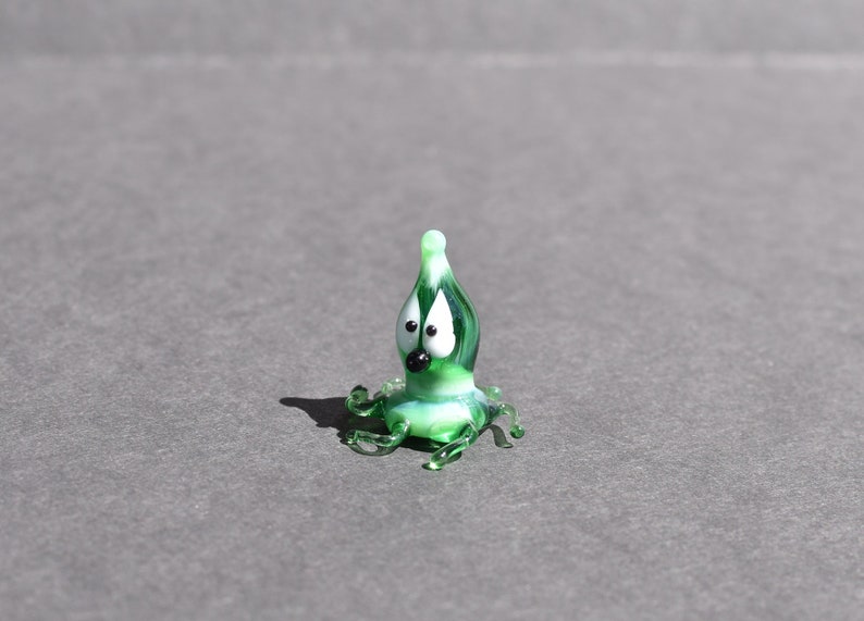 Unique gift. whimsical Cute glass green mini octopus Lamp work miniature character from Glass Menagerie