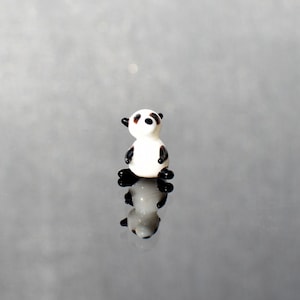 World&#39;s smallest Cute glass tiny panda, whimsical, Lamp work miniature character from Glass Menagerie, Unique gift.