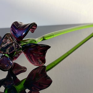 Beautiful purple glass Extra long stem Iris flower. Excellent addition to your collection, unique gift. Each flower is priced individually. image 10