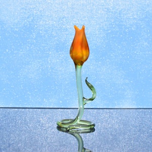 Orange Glass Tulip Flower • Bright Keepsake for Special Occasions • Handmade Collectible Gift to Treasure Forever