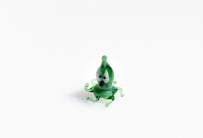Unique gift. whimsical Cute glass green mini octopus Lamp work miniature character from Glass Menagerie