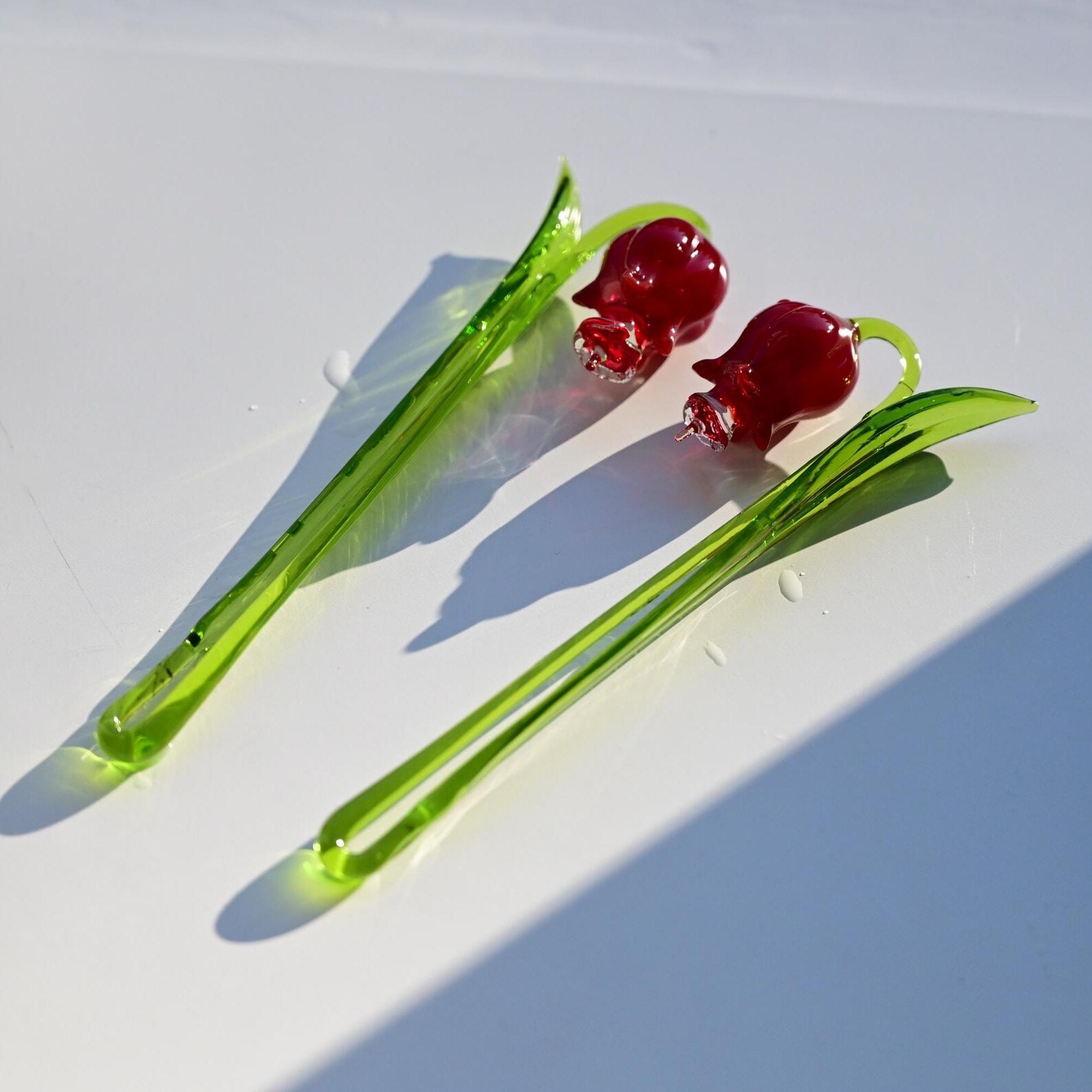 Hand Blown Glass Flowers, Glass Birth Month Flower, Glass Art, Red ...