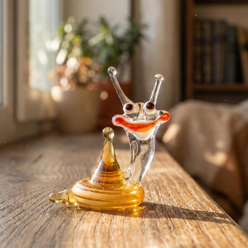 Snail Decor, Tiny Glass Animals, Whimsical Decor, Glass Snail, Snail, Snail Gifts, Mini Glass Animals, Snail Figurine, Glass Animals image 1