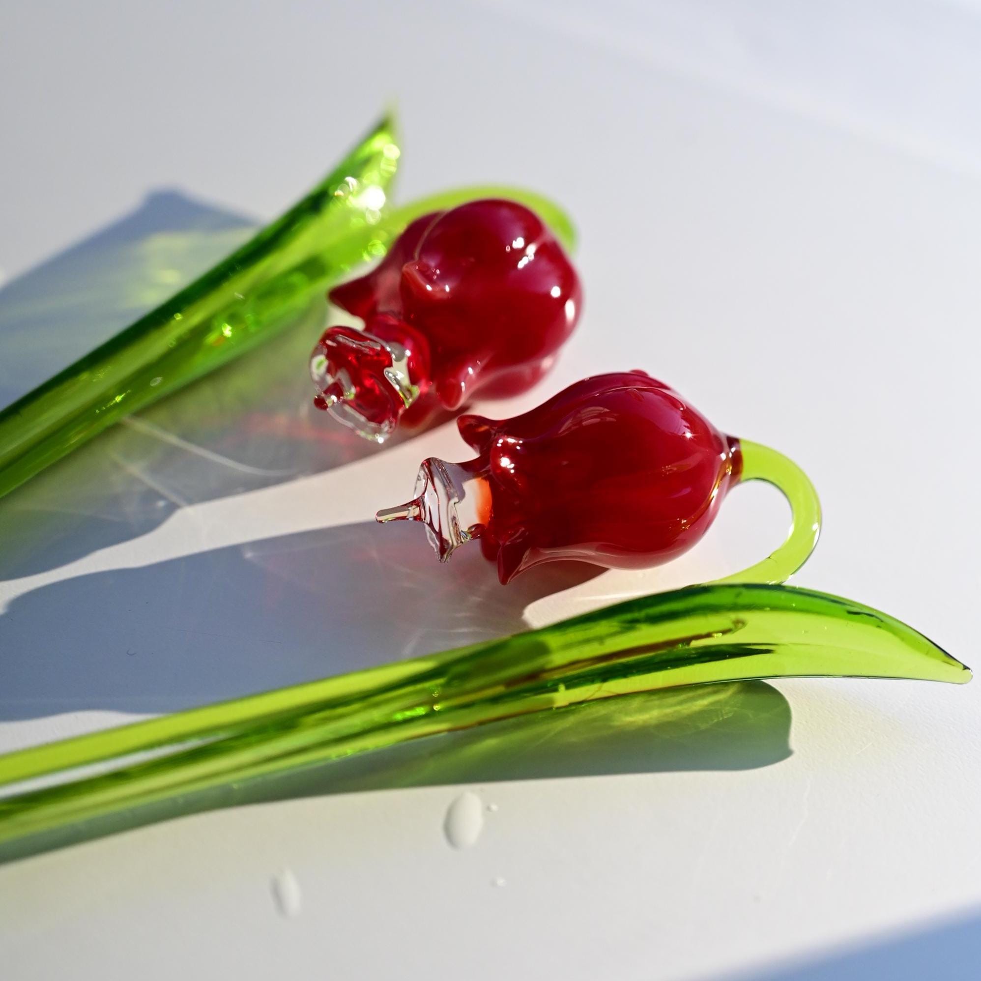 Hand Blown Glass Flowers, Glass Birth Month Flower, Glass Art, Red ...