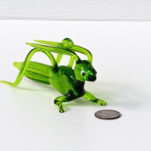 Rare Statue of Glass Grasshopper. Intricate hand blown glass figurine.