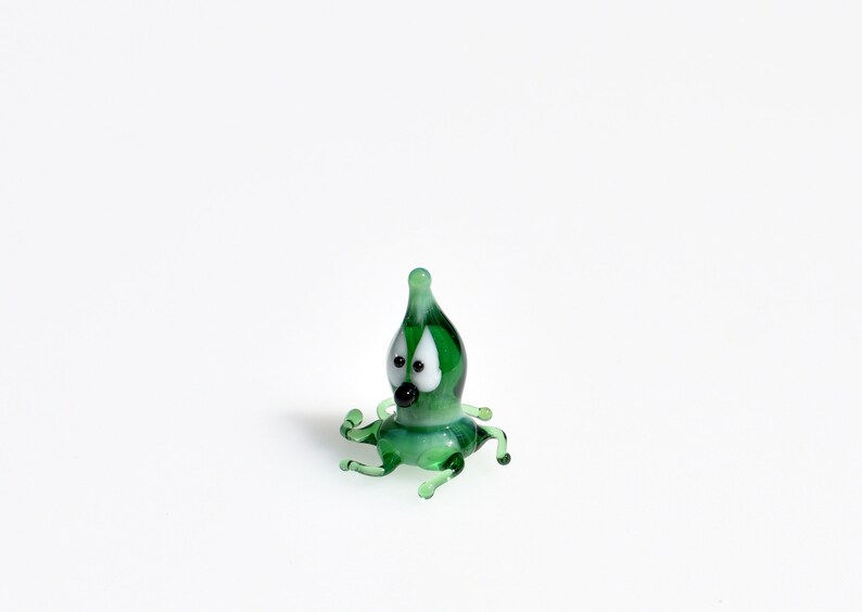 Unique gift. whimsical Cute glass green mini octopus Lamp work miniature character from Glass Menagerie