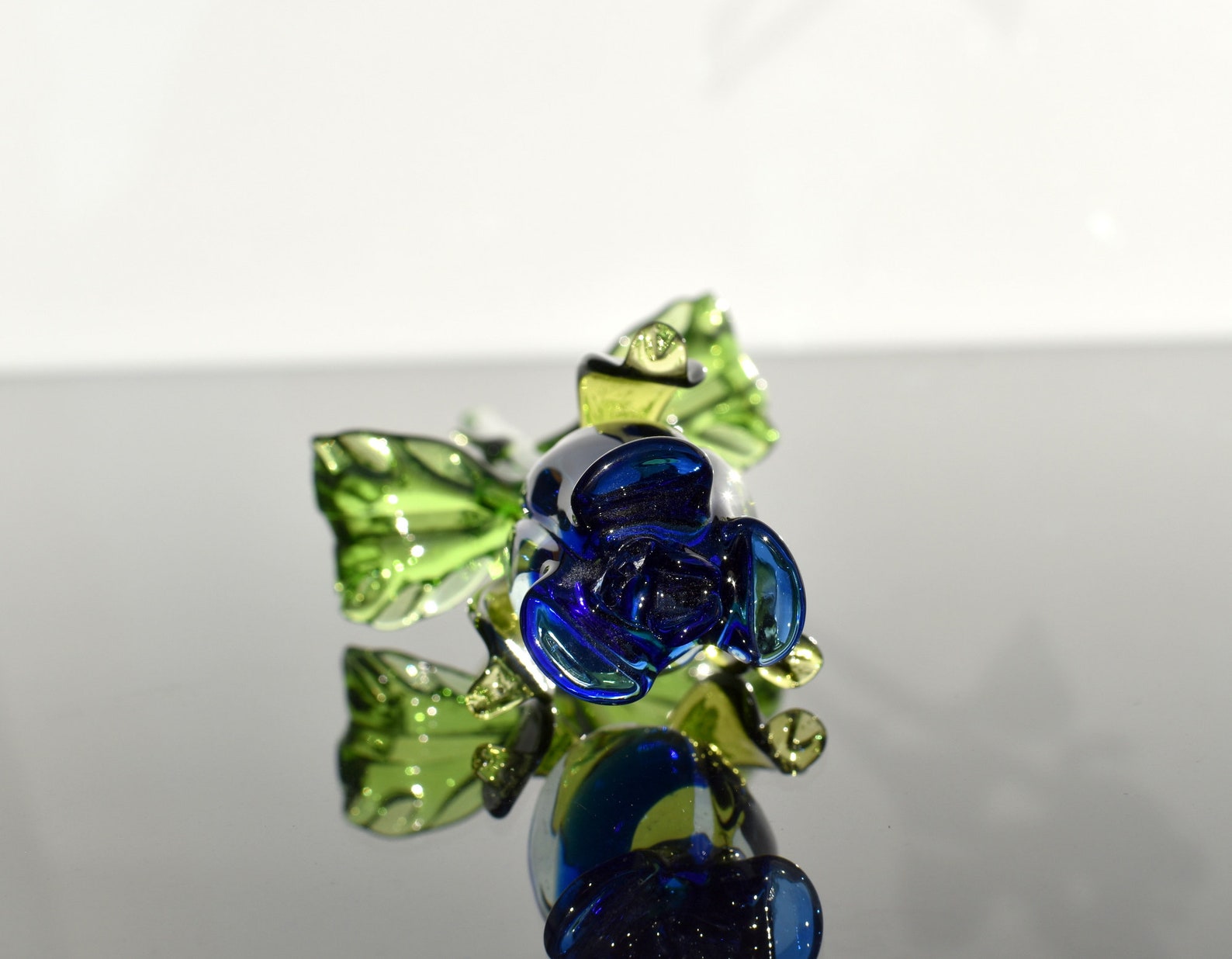 Glass Rose - Blue Glass Flowers - Glass Flower Bouquet - Hand Blown ...