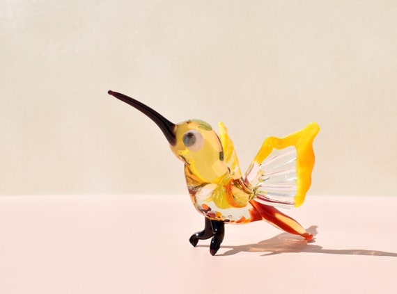 Ornement De Colibri En Verre De Mer - Décoration Fabriquée à La Main, Sculpture Artistique Pour Sapin, Étagère Ou Cadeau Festif