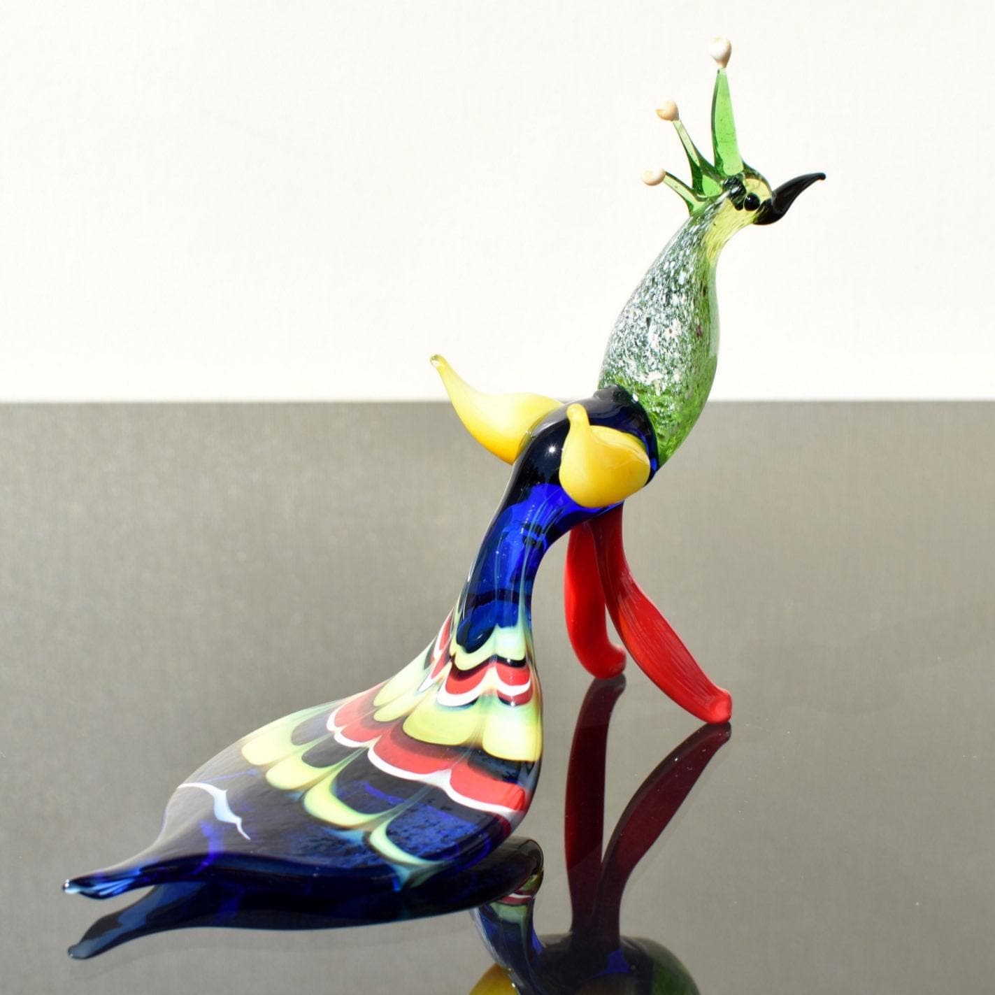 孔雀の像、ガラス製の孔雀の置物、孔雀の装飾品、孔雀のギフト、鳥好き