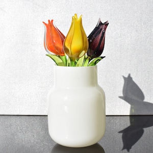 Gorgeous  bouquet of 3 colorful glass tulips.  Excellent addition to your home décor.