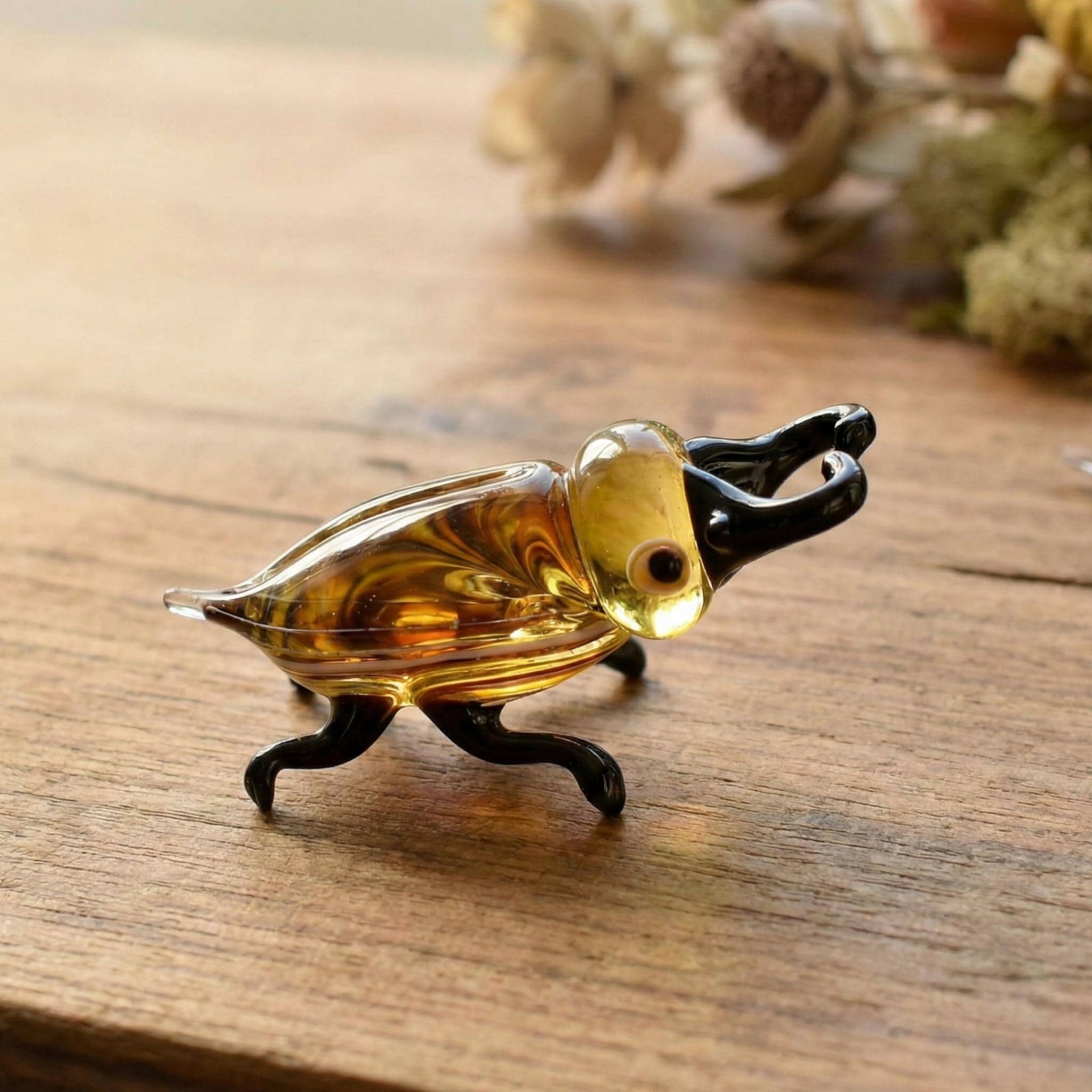 Hand Blown Glass Beetle Figurine - Glass Beetle Figurine - Unique