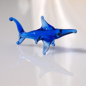 Cute glass miniature shark, whimsical, Lamp work miniature character from Glass Menagerie, Unique gift.