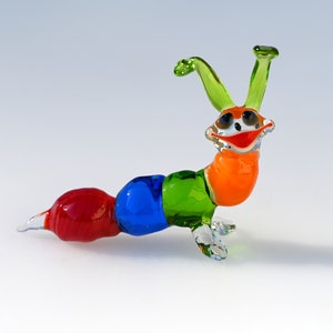 Lampwork Glass Caterpillar: Multicolored Whimsical Sculpture