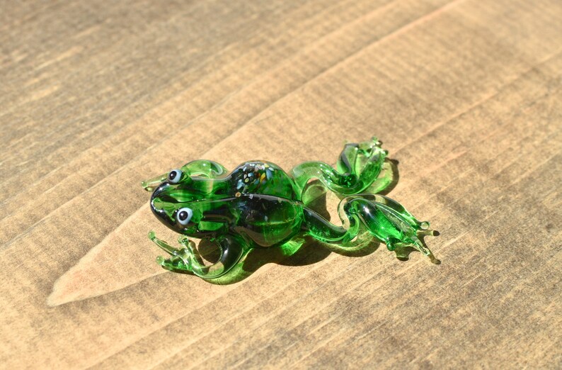 Cute Glass Green Frog. Whimsical Figurine With a Lot of | Etsy