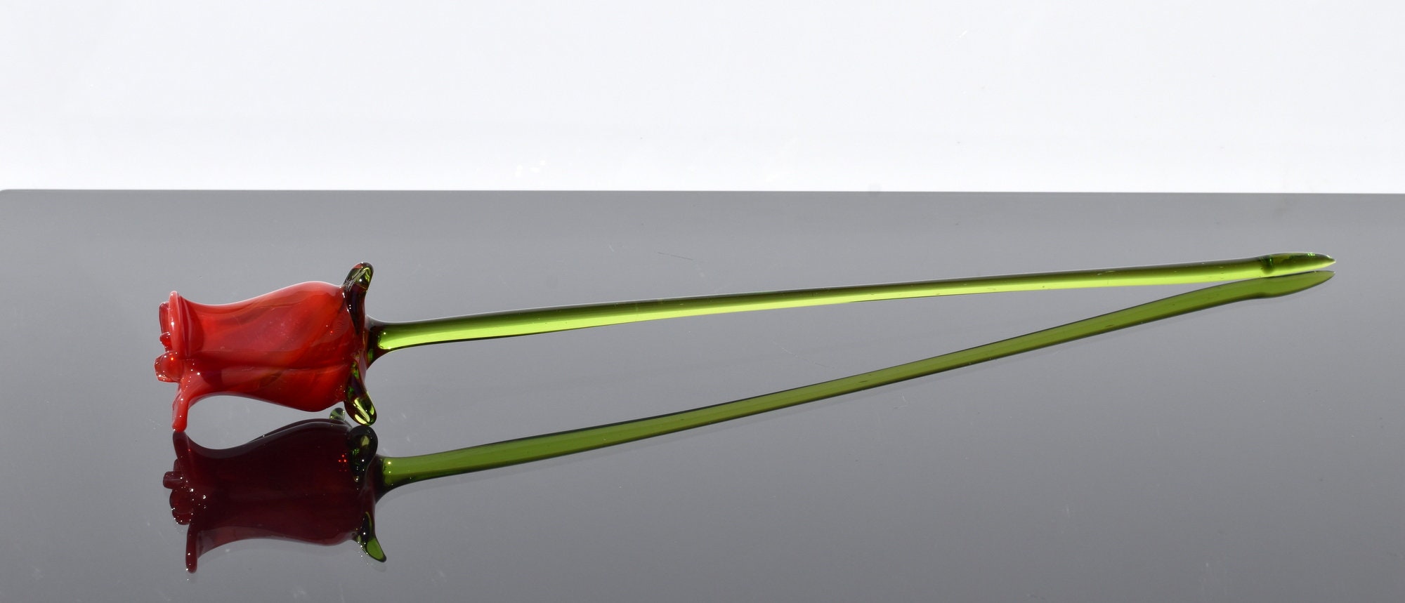 Beautiful Extra Long Stem Red Glass Rose Flower. Excellent Etsy Ireland