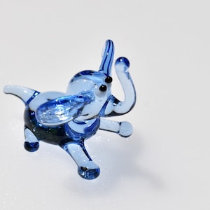 Cute glass elephant, whimsical, Lamp work miniature character from Glass Menagerie, Unique gift.
