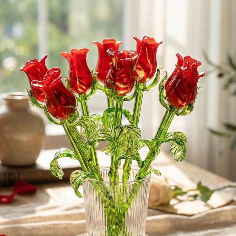 Glass Rose, Glass Roses, Forever Roses, Glass Flower Bouquet, Red Glass ...