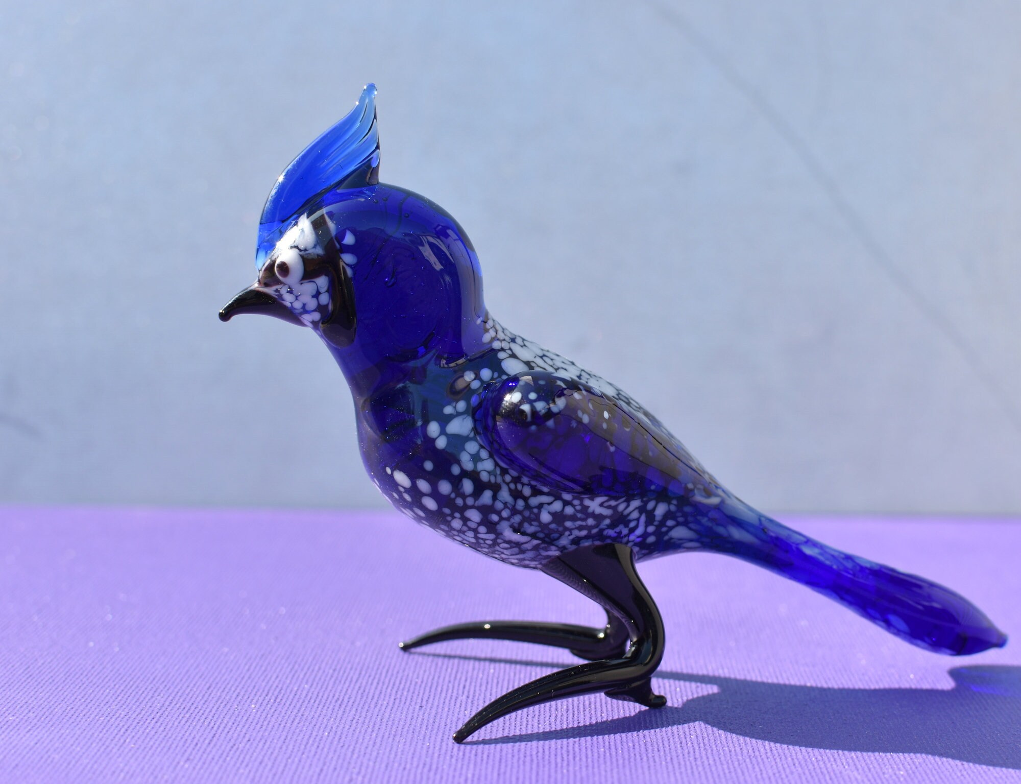 ブルージェイズ、青い鳥、ガラスの鳥の置物、鳥の彫刻、鳥の装飾、鳥