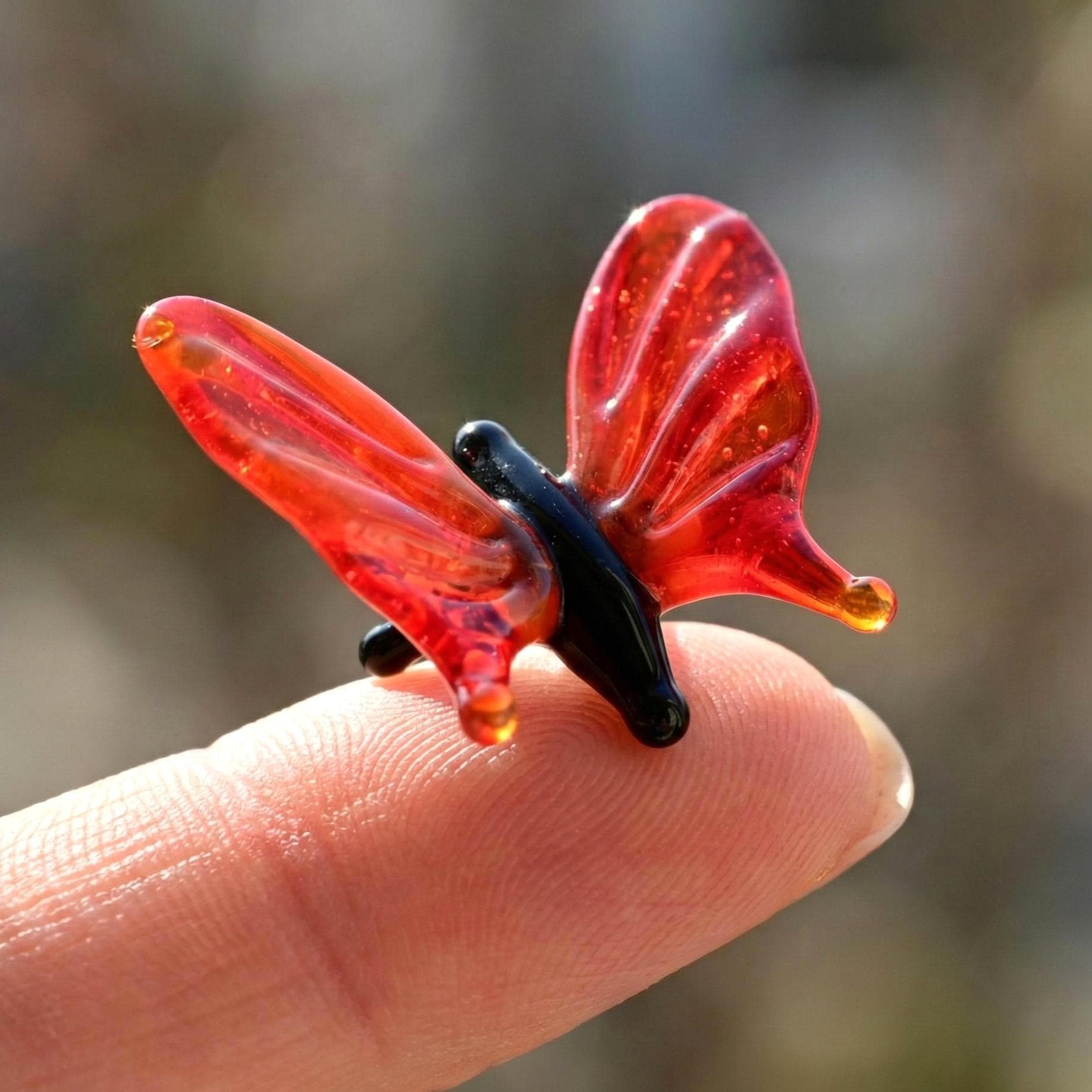 赤いガラスの蝶 • 蝶のギフト • 蝶の装飾 • ミニガラス動物 • ガラス