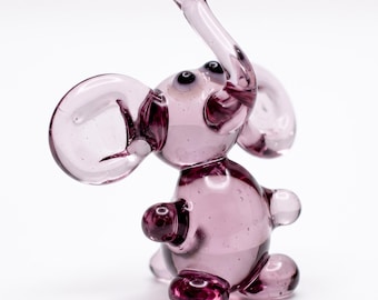 Purple Handblown Mini Glass Elephant Figurine, Elephant Gifts, Glass Animals, Tiny Glass Animals, Elephant Decor, Glass Elephant, Mini