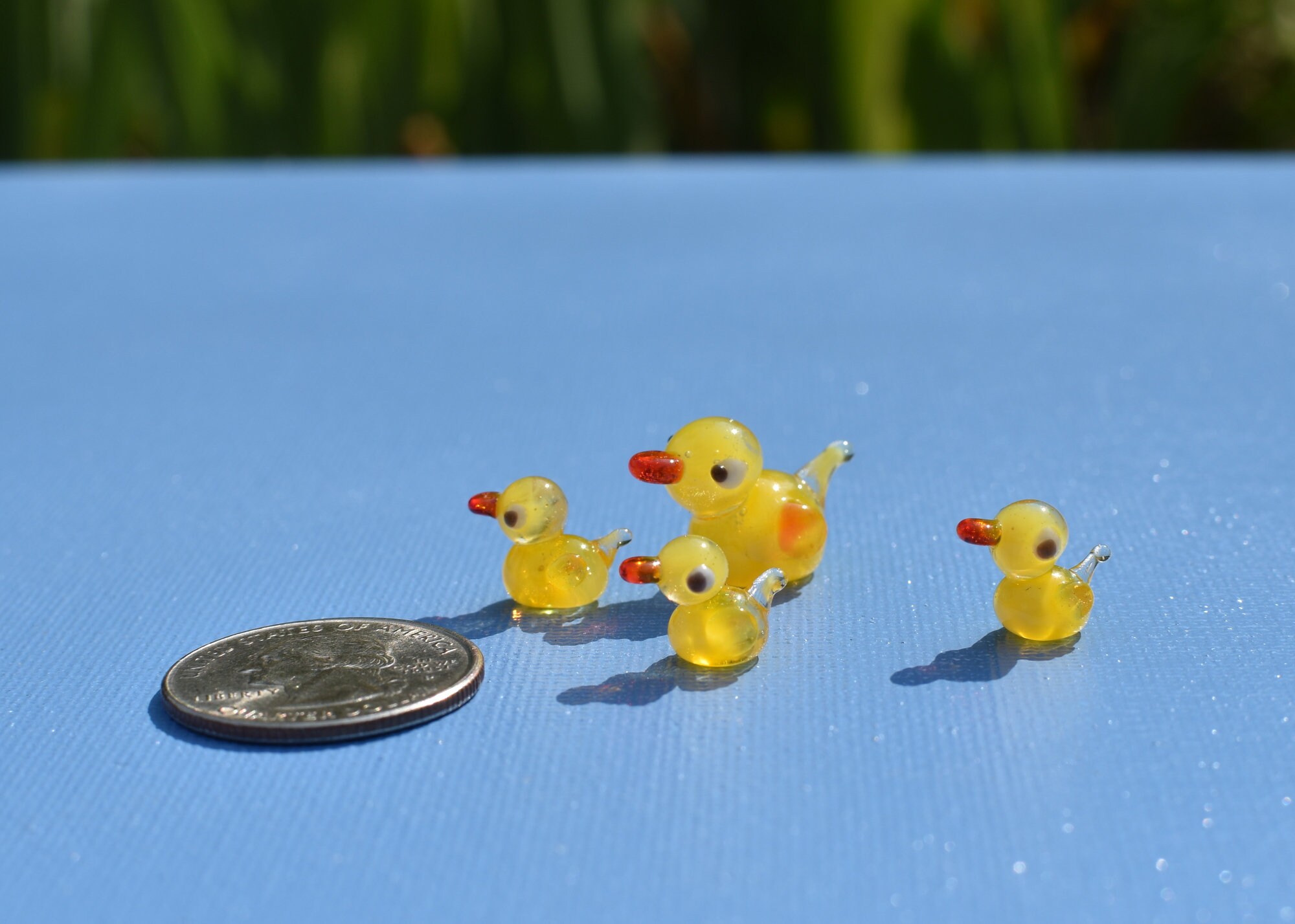Tiny Glass Ducks, Cruise Ducks, Duck Nursery Decor, Duck Family