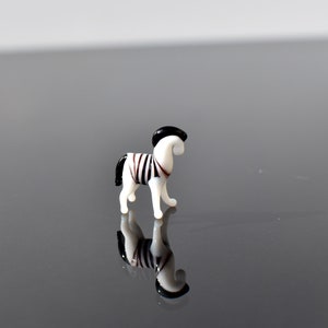 World smallest Cute glass zebra, whimsical, Lamp work miniature character from Glass Menagerie, Unique gift.