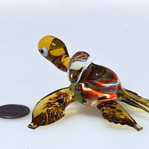 Rare multicolor hand-blown glass Sea Turtle. Detailed figurine with a lot of intricate details.  Excellent addition to your glass menagerie.