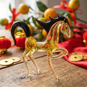 Figurine de cheval en verre du nouvel an chinois - Sculpture en verre soufflé à la main de l'année du cheval, cadeau déco du nouvel an lunaire image 14
