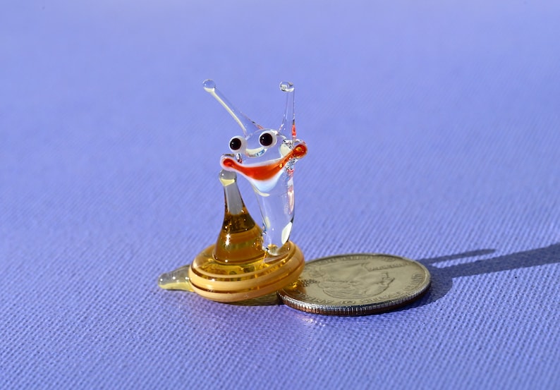 Snail Decor, Tiny Glass Animals, Whimsical Decor, Glass Snail, Snail, Snail Gifts, Mini Glass Animals, Snail Figurine, Glass Animals image 10