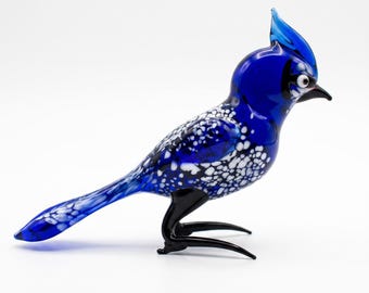Blue Jays, Blue Bird, Glass Bird Figurine, Bird Sculpture, Bird Decor, Bird Lover Gifts, Glass Bird, Bird Figurine, Bird Art, Bird Gifts