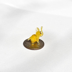 World smallest tiny glass elephant, whimsical, Lamp work miniature character from Glass Menagerie, Unique gift.