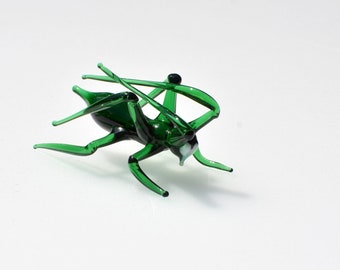 Glass Grasshopper. Whimsical figurine with a lot of character and personality. Excellent addition to your glass collection, unique gift.