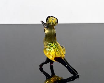 黄色い鳥、ガラスの鳥の置物、鳥の彫刻、鳥の装飾、鳥愛好家へのギフト