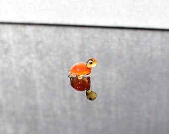 Worlds smallest  orange glass turtle, whimsical, Lamp work miniature character from Glass Menagerie, Unique gift.