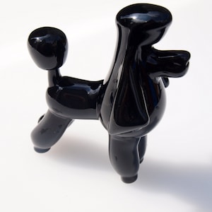 Mini Black Glass Poodle Figurine • Elegant Dog Lover Gift • Handcrafted Collectible for Pet Memorial or Keepsake Display