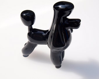 Mini figura de caniche de cristal negro • Elegante regalo para amantes de los perros • Coleccionable artesanal para exhibir como recuerdo o monumento a tu mascota