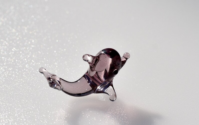 Cute glass mini dolphin Unique gift. whimsical Lamp work miniature character from Glass Menagerie